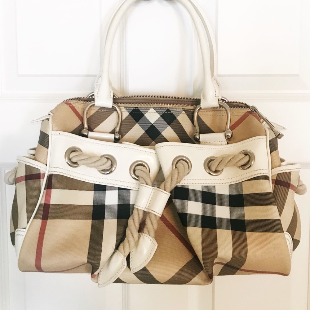 Burberry Nova Satchel White Nautical Rope Purse